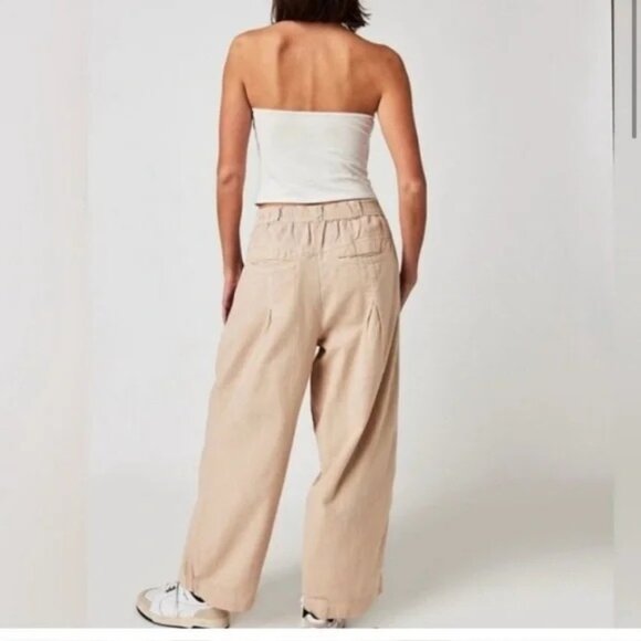 Free People Womens Lotta Love Linen Rust High-Waisted Wide-Leg Pants Size 4 - Picture 13 of 14